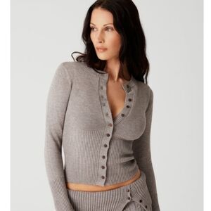 Frankies Bikinis Lenon Cloud Knit Button Up Cardigan